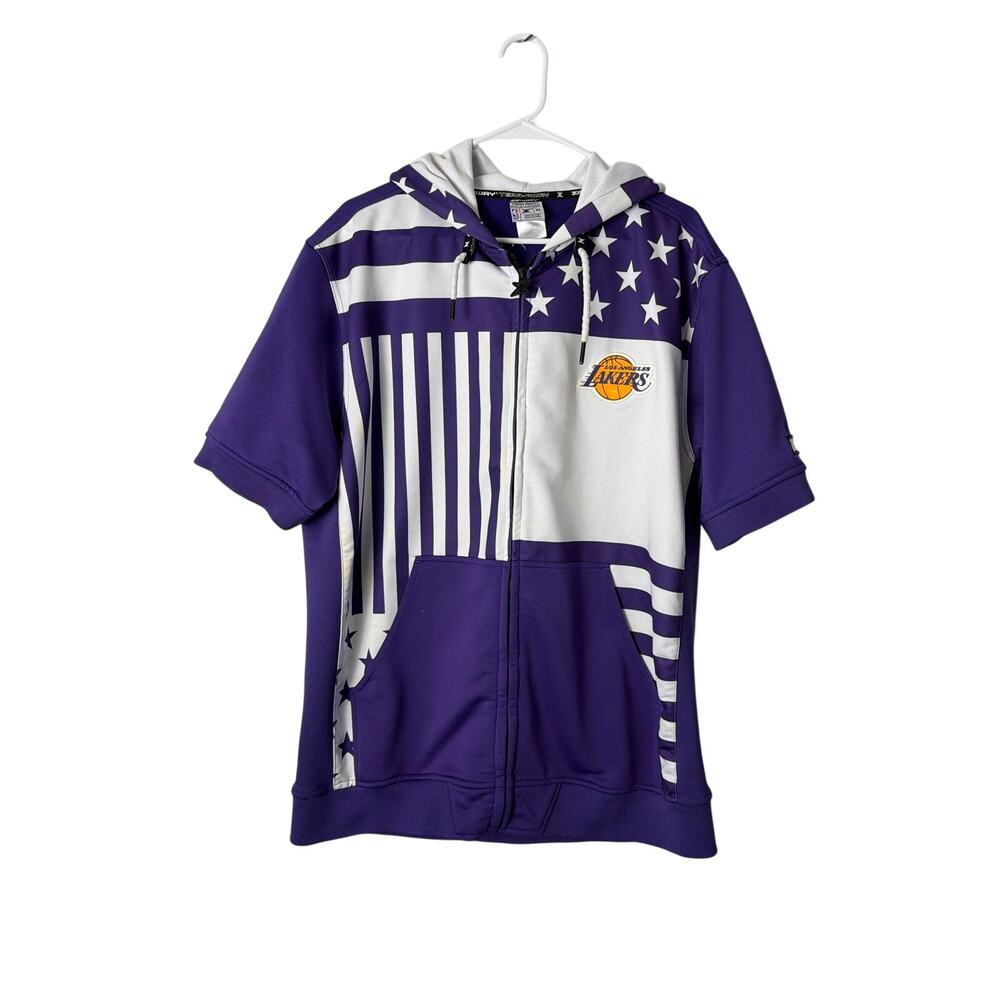 NBA Zipway Los Angeles Lakers Mens Size XL Short Slve Hoodie Warm Up Shirt Purpl